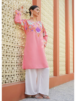 HOUSE OF KARI - Kashmiri Aari Work Cotton Medium Kurta Peach