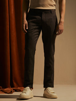 Andamen - Brown Textured Mens Regular Fit Trouser