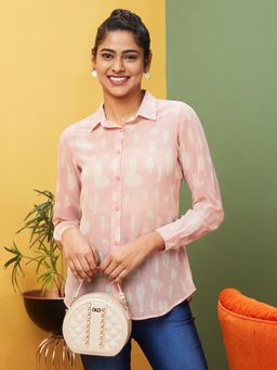 Globus - Women Pink Printed Casual Shirt Collar Shirt