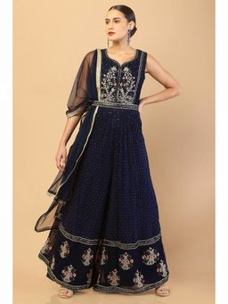Soch - Women Blue Embellished Sequined Jumpsuit with Dupatta (Set of 2)