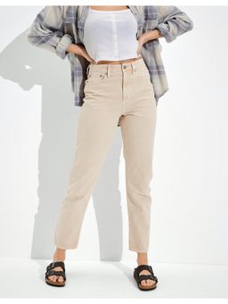 American Eagle - Women Beige Mom Straight Jean