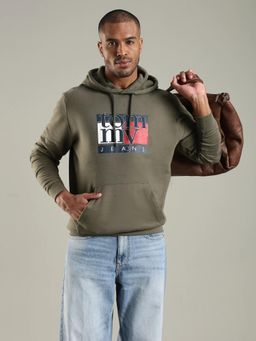 Tommy Hilfiger - Men Green Logo Regular Fit Cotton Sweatshirt
