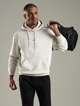 Tommy Hilfiger - Men Grey Embroidered Logo Regular Fit Cotton Sweatshirt