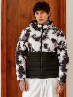 Campus Sutra - Men Obsidian Black Dye-Block Quilt Puffer Jacket