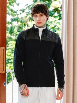 Campus Sutra - Men Onyx Black Zip-Front Quilt-Block Jacket