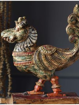Revive Home - Multicolour Wooden Whisper - Birds Hand-Painted With Yali Faces