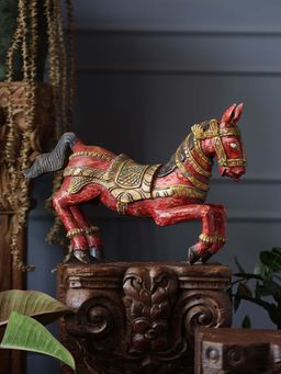 Revive Home - Multicolour Wooden Whisper - Horse Carved And Hand-Painted
