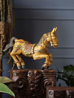 Revive Home - Multicolour Wooden Whisper - Horse Carved And Hand-Painted