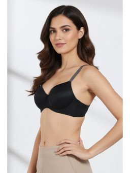 Zivame - Glitter Straps Padded Non-Wired 3/4Th Coverage T-Shirt Bra - Black