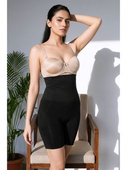 Zivame - Cotton Infused Seamless Medium Compression Thigh Shapewear - Black