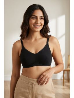 Zivame - Beautiful Basics Double Layered Non Wired Full Coverage Backless Bra - Black
