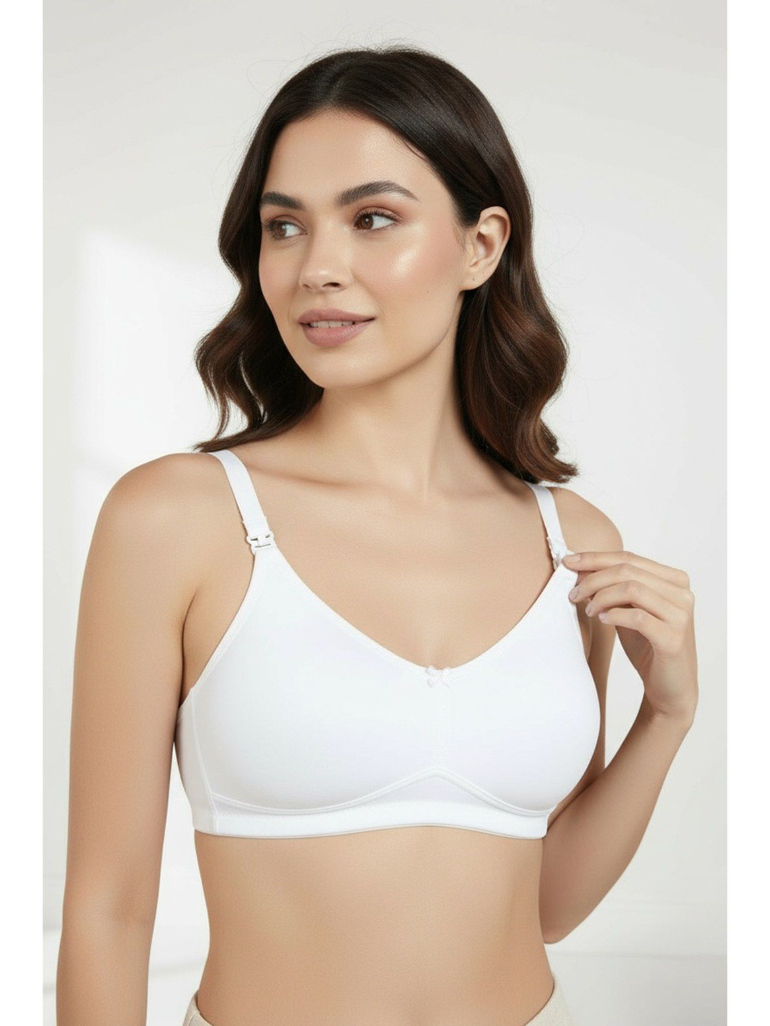Curvy Double Layered Non Wired Full Coverage Maternity Bra Supper Support Bra - White