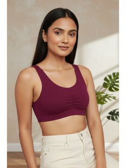 Zivame - Double Layered Full Coverage Non Wired Pull-On Home Bra - Plum