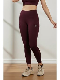 Zivame - Women Zelocity Quick Dry Gym Leggings - Fig Maroon