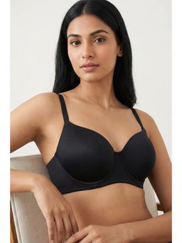 Zivame - Soft And Sheen Padded Non Wired 3/4Th Coverage T-Shirt Bra - Black