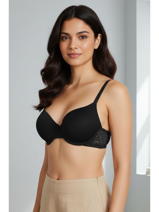 Zivame Beautiful Basics Padded Wired Medium Coverage T-Shirt Bra - Anthracite