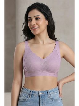 Zivame - Seamless Collective Padded Non Wired 3/4Th Coverage Lace Bra - Elderberry