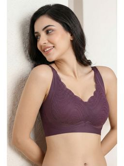 Zivame - Seamless Collective Padded Non Wired 3/4Th Coverage Lace Bra - Fig