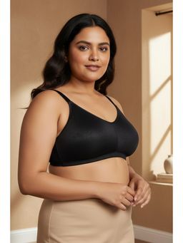 Zivame - True Curve Jacquard Non Wired Full Coverage Minimiser Bra - Black