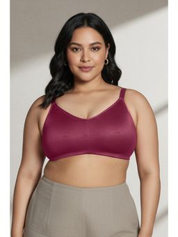 Zivame - True Curve Jacquard Non Wired Full Coverage Minimiser Bra - Wine