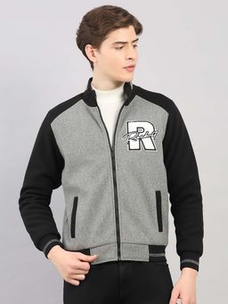 Rock.it - Men Grey Smart Fit Colorblock Stand Collar Full Sleeve Jacket