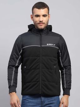 Rock.it - Men Black Smart Fit Colorblock Stand Collar Full Sleeve Jacket