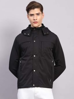 Monte Carlo - Men Black Regular Fit Solid Hooded Full Sleeve Jacket