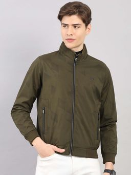 Monte Carlo - Men Olive Regular Fit Solid Stand Collar Full Sleeve Reversible Jacket