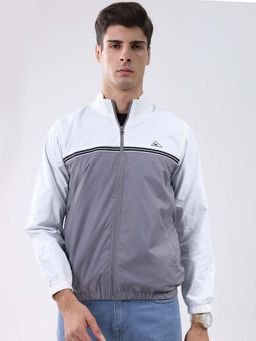 Monte Carlo - Men Grey Regular Fit Colorblock Stand Collar Full Sleeve Jacket