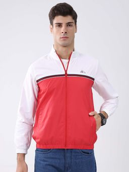 Monte Carlo - Men Red Regular Fit Colorblock Stand Collar Full Sleeve Jacket