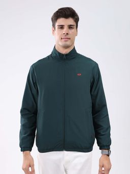 Monte Carlo - Men Green Regular Fit Solid Stand Collar Full Sleeve Jacket