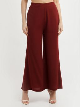 Zink London - Womens Maroon Solid Pants