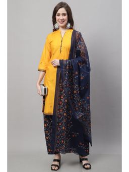 Rajnandini - Yellow Cotton Printed Kurta and Salwar with Dupatta (Set of 3)