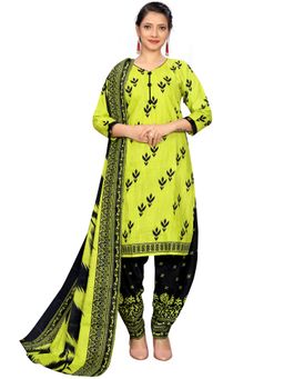 Rajnandini - Neon Green Cotton Blend Printed Kurta and Salwar with Dupatta (Set of 3)