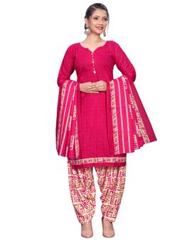 Rajnandini - Pink Cotton Blend Printed Kurta and Salwar with Dupatta (Set of 3)