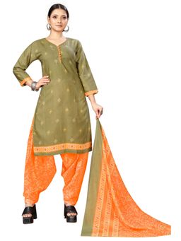 Rajnandini - Mahendi Green Cotton Blend Printed Kurta and Salwar with Dupatta (Set of 3)