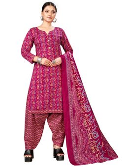 Rajnandini - Magenta Cotton Blend Printed Kurta and Salwar with Dupatta (Set of 3)
