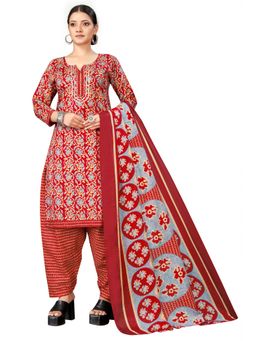 Rajnandini - Maroon Cotton Blend Printed Kurta and Salwar with Dupatta (Set of 3)