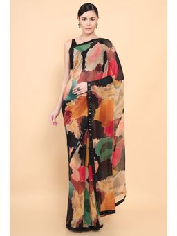 Soch - Women Multi Color Georgette Printed Saree with Unstitched Blouse