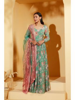 Suruchi Parakh - Womens Floral Print Anarkali Kurta and Dupatta (Set of 2)