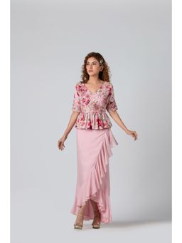 Suruchi Parakh - Womens Pink Embellished Top and Skirt (Set of 2)