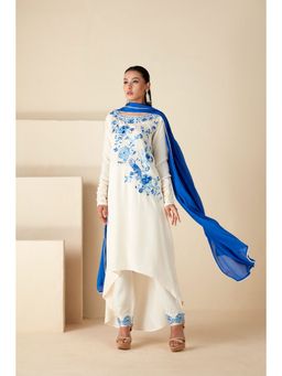 Suruchi Parakh - Womens Off White Embroidered Kurta with Pant and Dupatta (Set of 3)