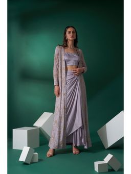 Suruchi Parakh - Lavender Jacket with Skirt and Blouse (Set of 3)