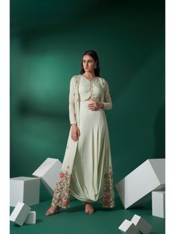 Suruchi Parakh - Womens Green Embellished Dress and Overlay (Set of 2)