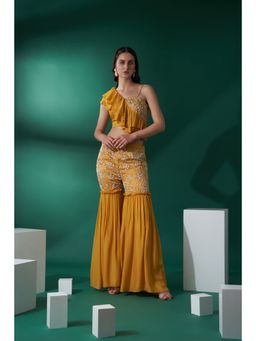 Suruchi Parakh - Womens Mustard Embellished Co-ord (Set of 2)