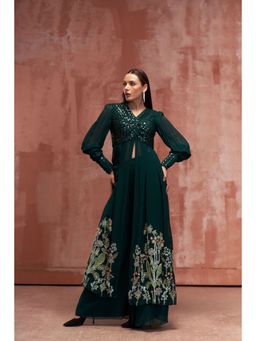Suruchi Parakh - Womens Green Embellished Kurta and Palazzo (Set of 2)