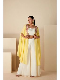 Suruchi Parakh - Womens Embellished Blouse with Palazzo and Cape (Set of 3)