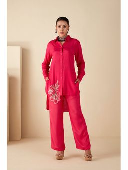Suruchi Parakh - Womens Pink Embellished Co-ord (Set of 2)