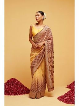 Suruchi Parakh - Womens Brown Handloom Saree and Unstitched Blouse