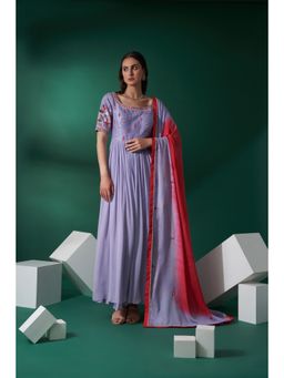 Suruchi Parakh - Womens Lavender Embellished Anarkali Kurta and Dupatta (Set of 2)